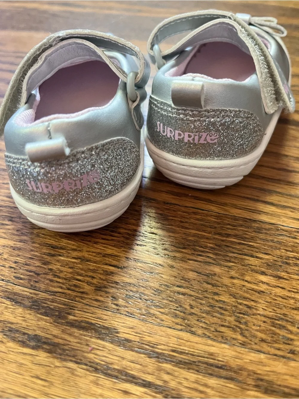 Stride Rite Surprize Toddler Girls Silver Mary Jane Shoes with Glitter Bow